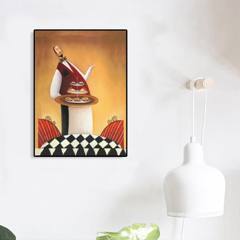 Abstract Expressionism Male Chef Canvas Pastel Color Textured Art Print for Dining Room Clearhalo 'Arts' 'Canvas Art' 1761885