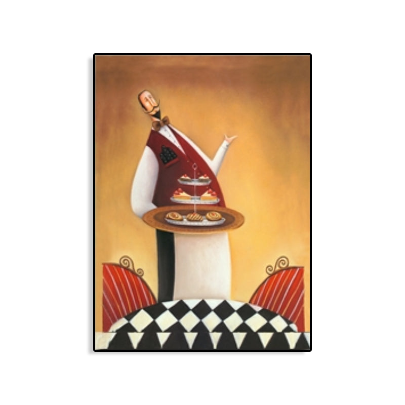 Abstract Expressionism Male Chef Canvas Pastel Color Textured Art Print for Dining Room Clearhalo 'Arts' 'Canvas Art' 1761886