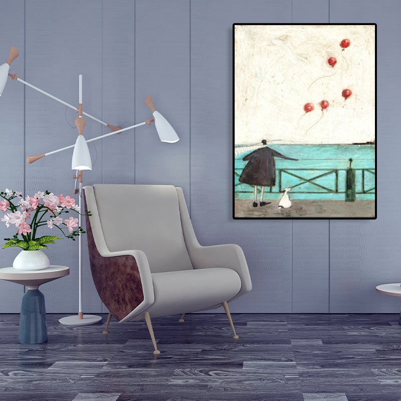 Canvas Textured Art Print Abstract Expressionism Playing Figure Painting, Multiple Sizes Beige Clearhalo 'Arts' 'Canvas Art' 1761887