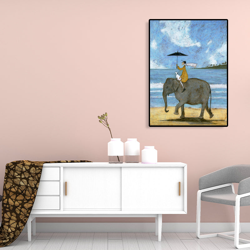 Canvas Textured Art Print Abstract Expressionism Playing Figure Painting, Multiple Sizes Blue Clearhalo 'Arts' 'Canvas Art' 1761902