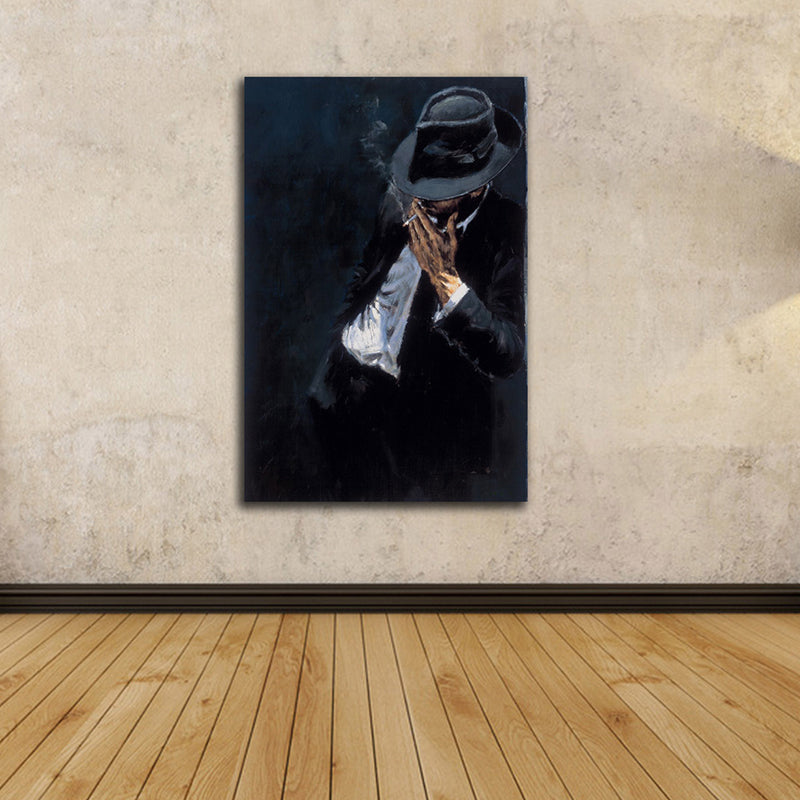 Smoking Suit Man Canvas Print Textured Impressionism Style for Girls Bedroom Painting Clearhalo 'Arts' 'Canvas Art' 1761914