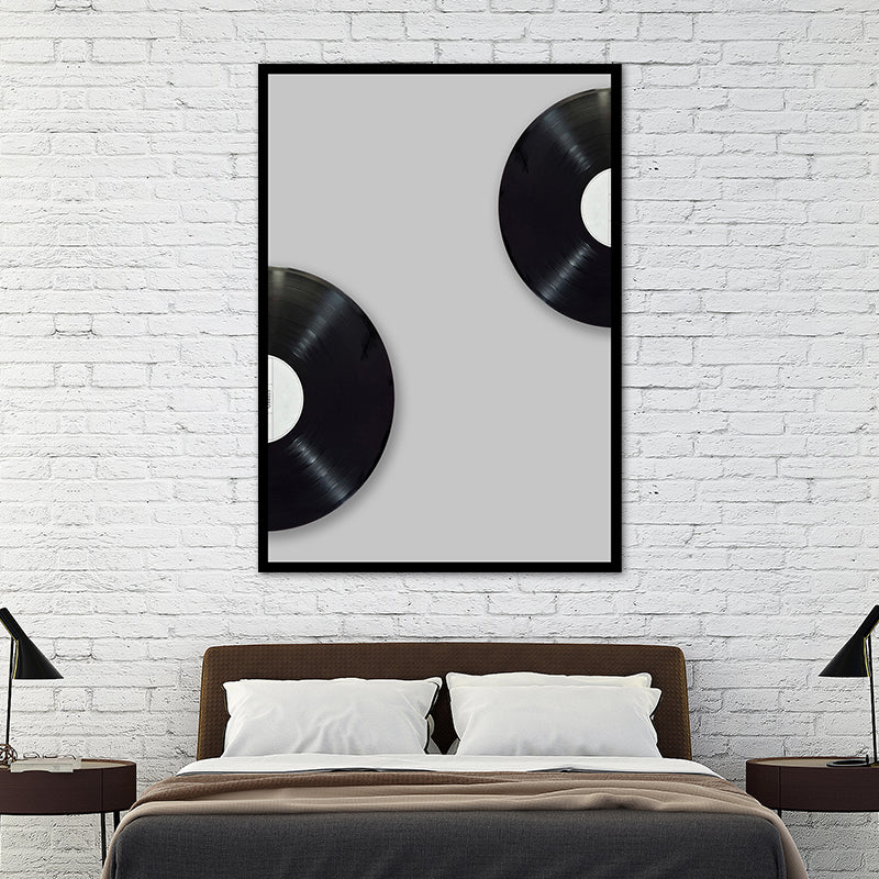 Music CD Disk Wall Decor Vintage Style Textured Bedroom Canvas Print, Multiple Sizes Clearhalo 'Arts' 'Canvas Art' 1761935