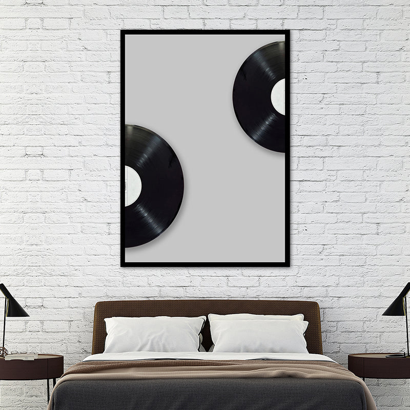 Music CD Disk Wall Decor Vintage Style Textured Bedroom Canvas Print, Multiple Sizes - Clearhalo - 'Arts' - 'Canvas Art' - 1761935