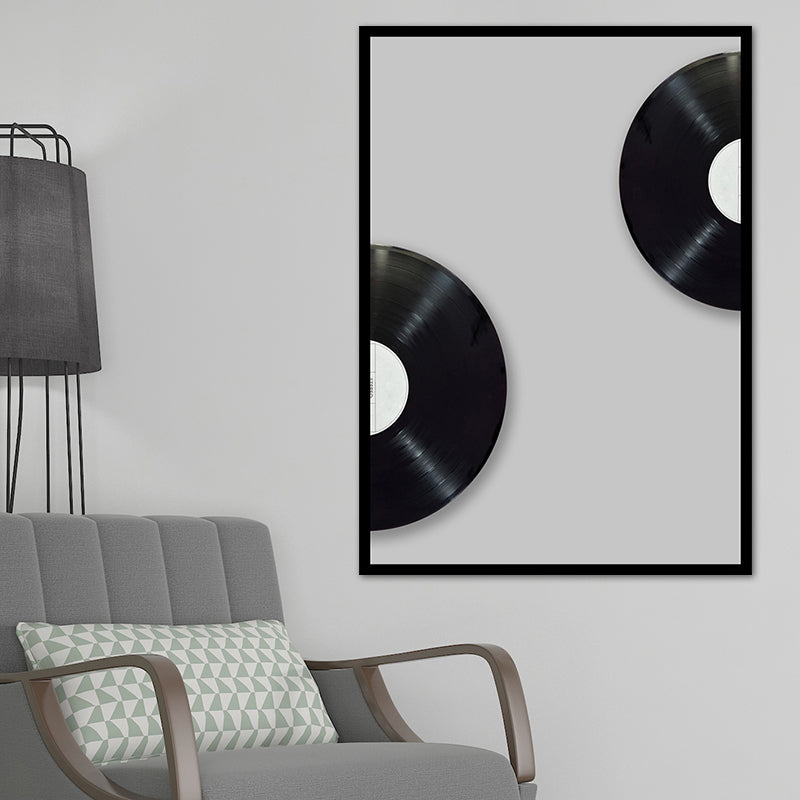 Music CD Disk Wall Decor Vintage Style Textured Bedroom Canvas Print, Multiple Sizes - Clearhalo - 'Arts' - 'Canvas Art' - 1761936