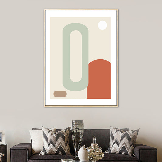 Nordic Geometric Wall Decor Canvas Textured Pastel Color Art Print for Family Room Green