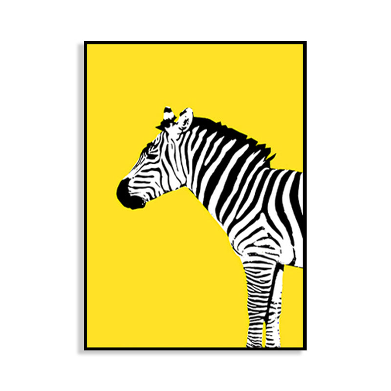 Black and Yellow Zebra Canvas Animal Kids Textured Wall Art Print for Living Room Clearhalo 'Art Gallery' 'Canvas Art' 'Kids' Arts' 1761982