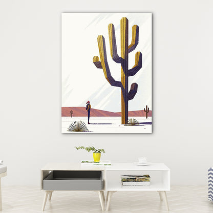 Brown Giant Desert Cactus Canvas Botanical Nordic Textured Wall Art Print for Room Brown Clearhalo 'Arts' 'Canvas Art' 1762016