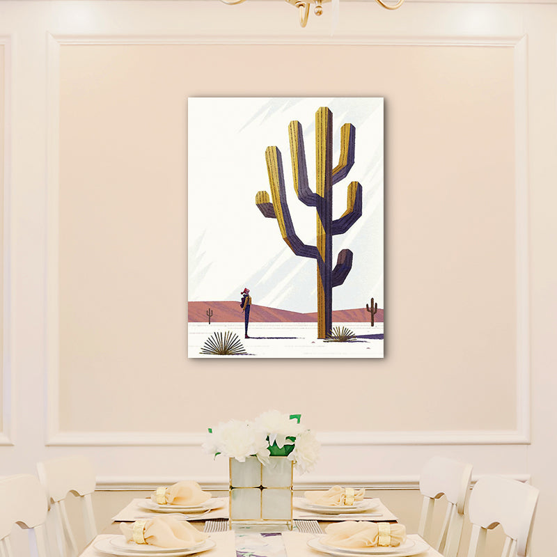 Brown Giant Desert Cactus Canvas Botanical Nordic Textured Wall Art Print for Room Clearhalo 'Arts' 'Canvas Art' 1762017