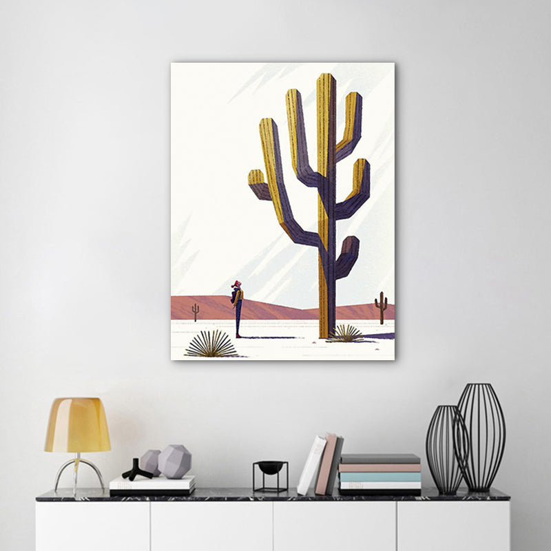 Brown Giant Desert Cactus Canvas Botanical Nordic Textured Wall Art Print for Room Clearhalo 'Arts' 'Canvas Art' 1762018