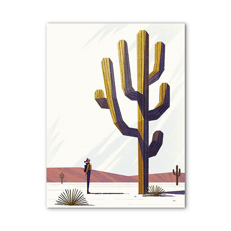 Brown Giant Desert Cactus Canvas Botanical Nordic Textured Wall Art Print for Room - Clearhalo - 'Arts' - 'Canvas Art' - 1762019