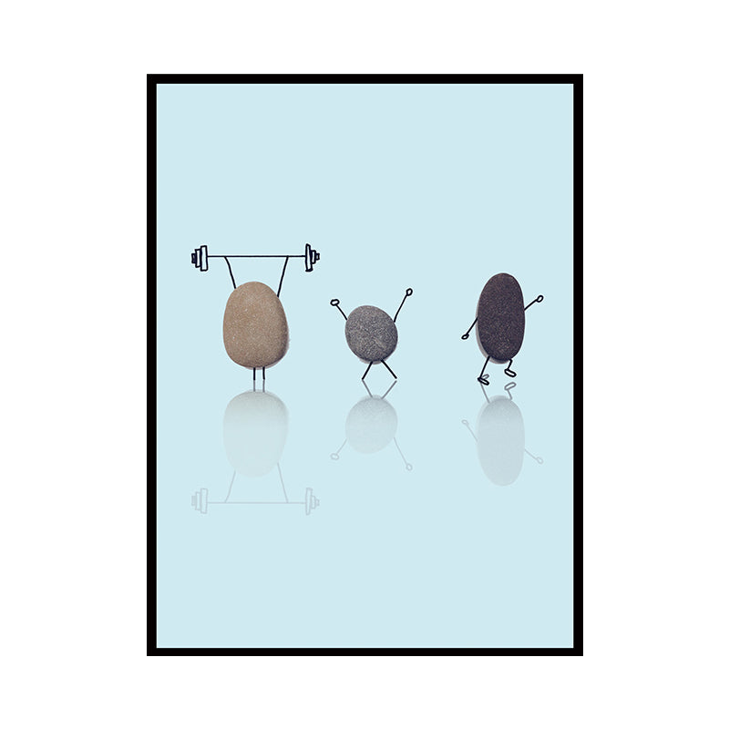 Nordic Illustration Print Stone Canvas Pastel Color Textured Wall Art Decor for Room Clearhalo 'Arts' 'Canvas Art' 1762033