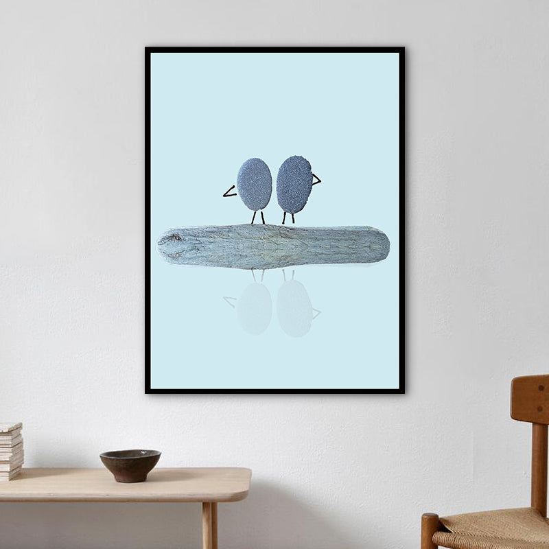 Nordic Illustration Print Stone Canvas Pastel Color Textured Wall Art Decor for Room Blue Clearhalo 'Arts' 'Canvas Art' 1762037