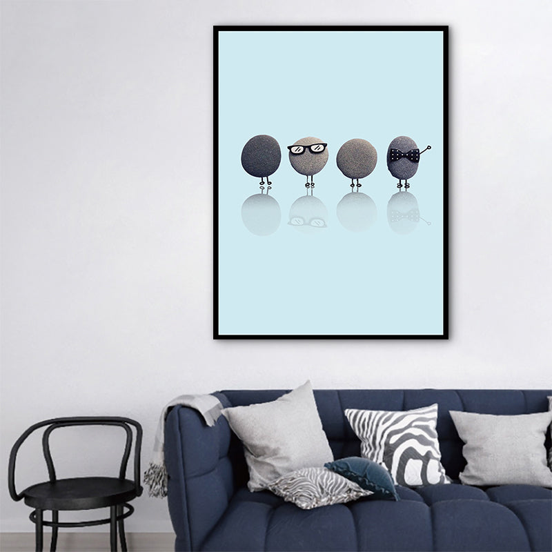 Nordic Illustration Print Stone Canvas Pastel Color Textured Wall Art Decor for Room Grey Clearhalo 'Arts' 'Canvas Art' 1762041