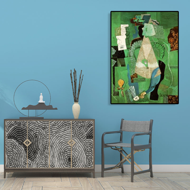 Pastel Color Instruments Wall Decor Textured Cubism Style Girls Bedroom Canvas Print Green Clearhalo 'Arts' 'Canvas Art' 1762045