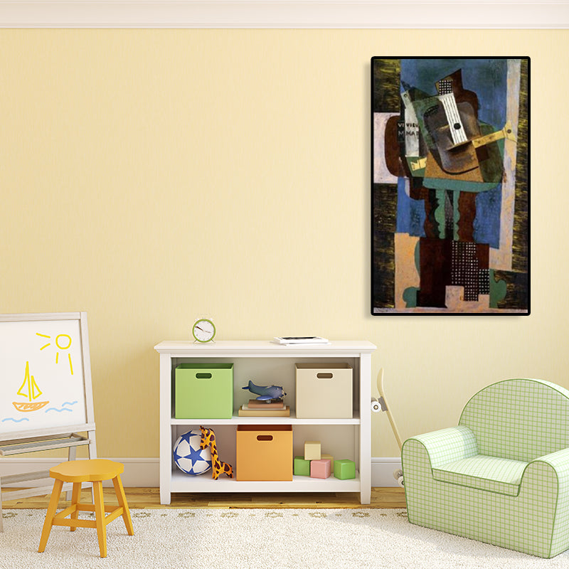 Pastel Color Instruments Wall Decor Textured Cubism Style Girls Bedroom Canvas Print Clearhalo 'Arts' 'Canvas Art' 1762054