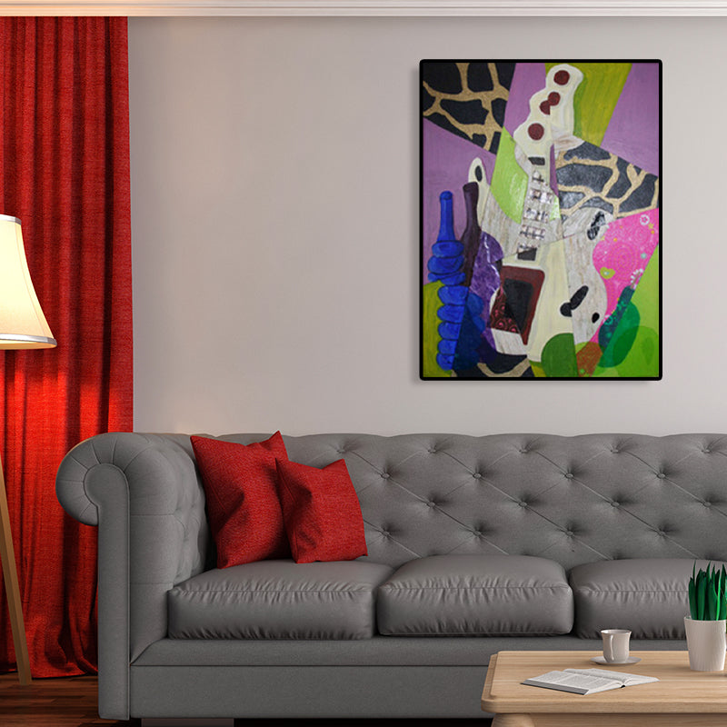 Pastel Color Instruments Wall Decor Textured Cubism Style Girls Bedroom Canvas Print Clearhalo 'Arts' 'Canvas Art' 1762057