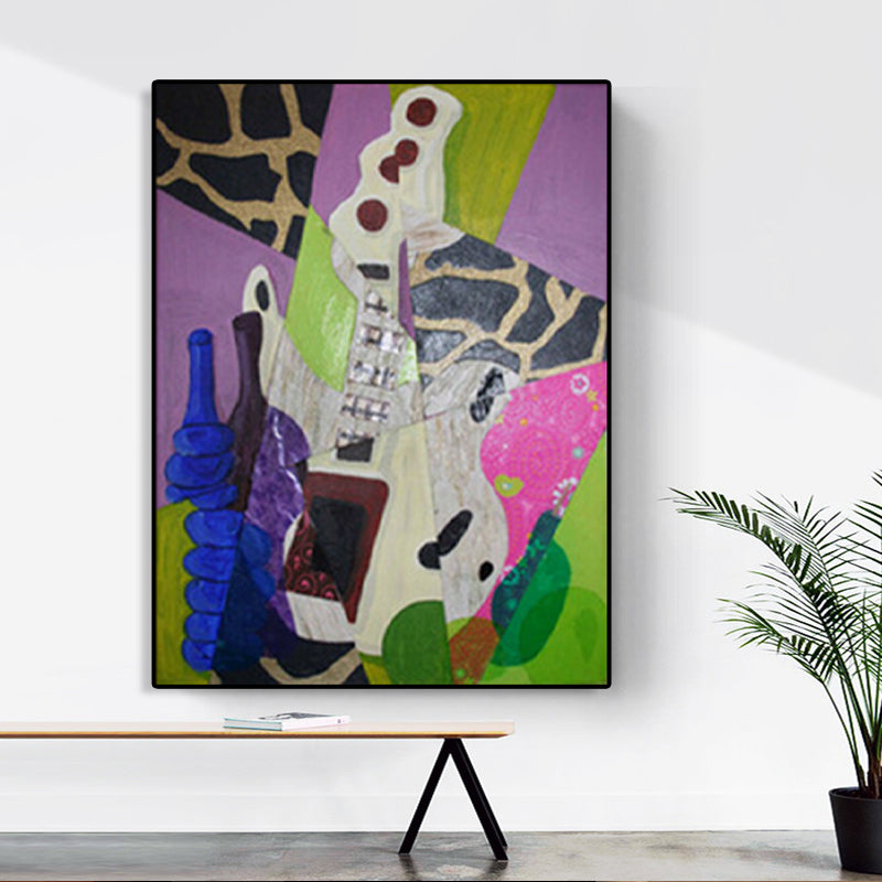 Pastel Color Instruments Wall Decor Textured Cubism Style Girls Bedroom Canvas Print Clearhalo 'Arts' 'Canvas Art' 1762058