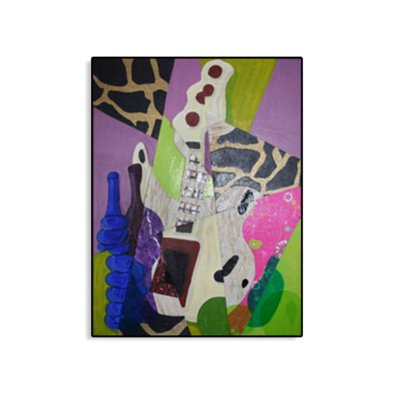 Instruments de couleur pastel décor mural texturé style cubisme filles chambre à coucher
