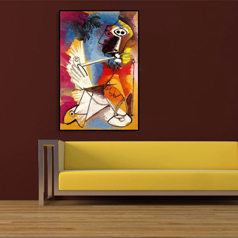 Pastel Color Instruments Wall Decor Textured Cubism Style Girls Bedroom Canvas Print Yellow Clearhalo 'Arts' 'Canvas Art' 1762060