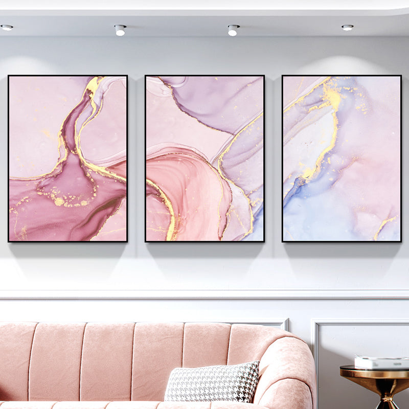 Watercolor Pattern Canvas Print Soft Color Modern Art Style Painting for Living Room Pink Clearhalo 'Arts' 'Canvas Art' 1762090