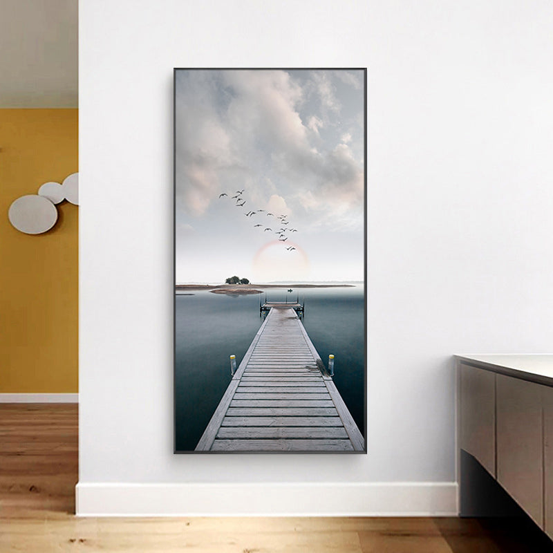Soft Color Contemporary Art Print Seaside View Wrapped Canvas for Kitchen, Multiple Sizes Clearhalo 'Art Gallery' 'Canvas Art' 'Contemporary Art Gallery' 'Modern' Arts' 1762125