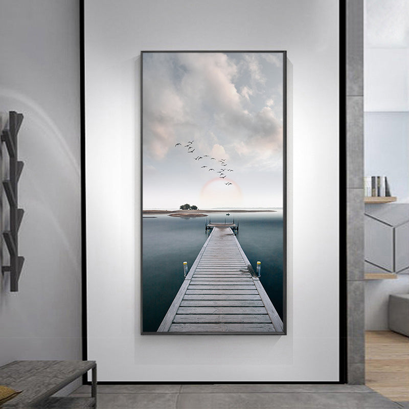 Soft Color Contemporary Art Print Seaside View Wrapped Canvas for Kitchen, Multiple Sizes Clearhalo 'Art Gallery' 'Canvas Art' 'Contemporary Art Gallery' 'Modern' Arts' 1762126