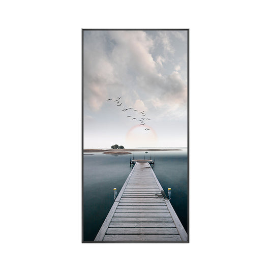 Soft Color Contemporary Art Print Seaside View Wrapped Canvas for Kitchen, Multiple Sizes Clearhalo 'Art Gallery' 'Canvas Art' 'Contemporary Art Gallery' 'Modern' Arts' 1762127