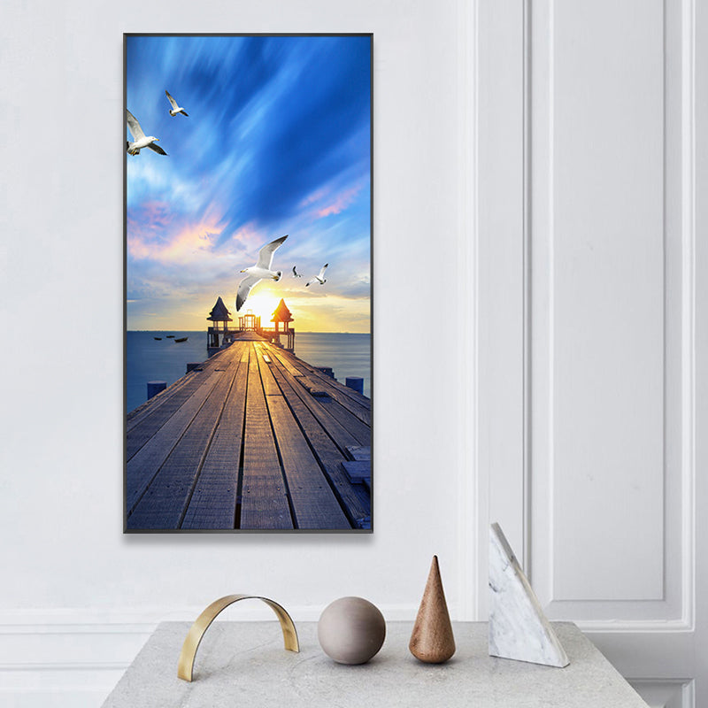 Soft Color Contemporary Art Print Seaside View Wrapped Canvas for Kitchen, Multiple Sizes Clearhalo 'Art Gallery' 'Canvas Art' 'Contemporary Art Gallery' 'Modern' Arts' 1762136