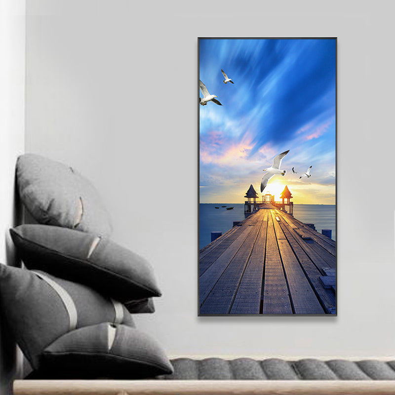 Soft Color Contemporary Art Print Seaside View Wrapped Canvas for Kitchen, Multiple Sizes Clearhalo 'Art Gallery' 'Canvas Art' 'Contemporary Art Gallery' 'Modern' Arts' 1762137