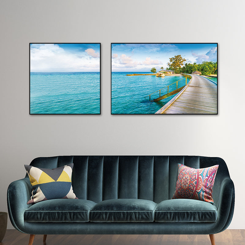 Pastel Seascape Wall Art Decor Nature Scenery Modern Multi-Piece Canvas for Bedroom Clearhalo 'Art Gallery' 'Canvas Art' 'Contemporary Art Gallery' 'Modern' Arts' 1762153