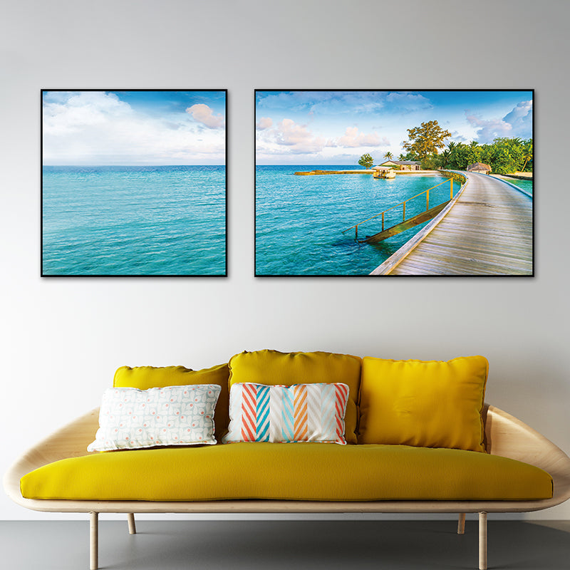Pastel Seascape Wall Art Decor Nature Scenery Modern Multi-Piece Canvas for Bedroom Clearhalo 'Art Gallery' 'Canvas Art' 'Contemporary Art Gallery' 'Modern' Arts' 1762154