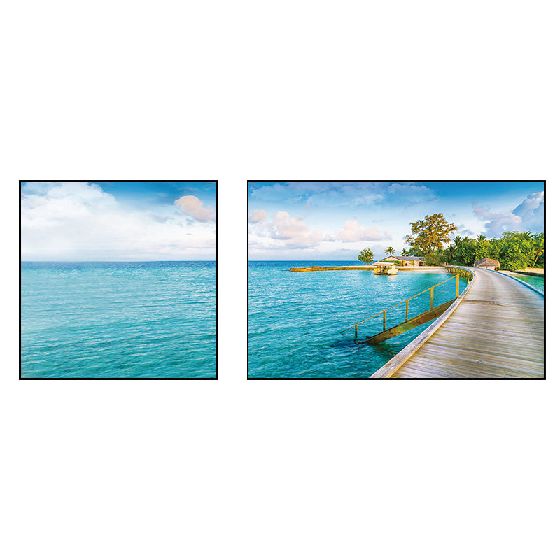 Pastel Seascape Wall Art Decor Nature Scenery Modern Multi-Piece Canvas for Bedroom Clearhalo 'Art Gallery' 'Canvas Art' 'Contemporary Art Gallery' 'Modern' Arts' 1762155