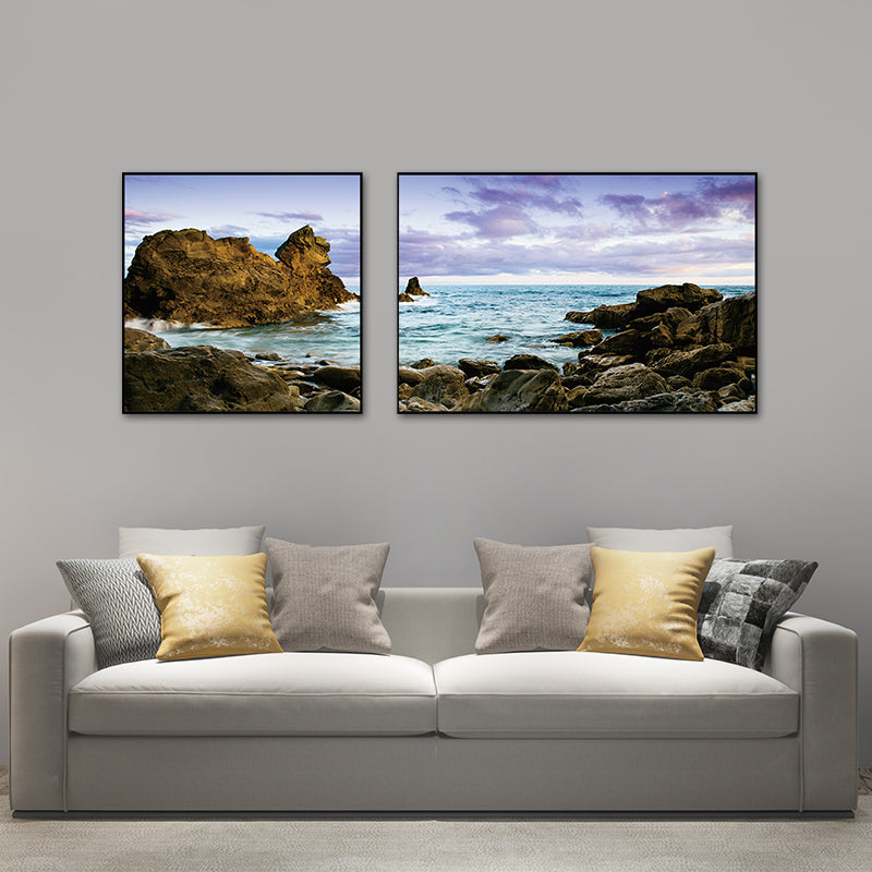 Pastel Seascape Wall Art Decor Nature Scenery Modern Multi-Piece Canvas for Bedroom Clearhalo 'Art Gallery' 'Canvas Art' 'Contemporary Art Gallery' 'Modern' Arts' 1762164