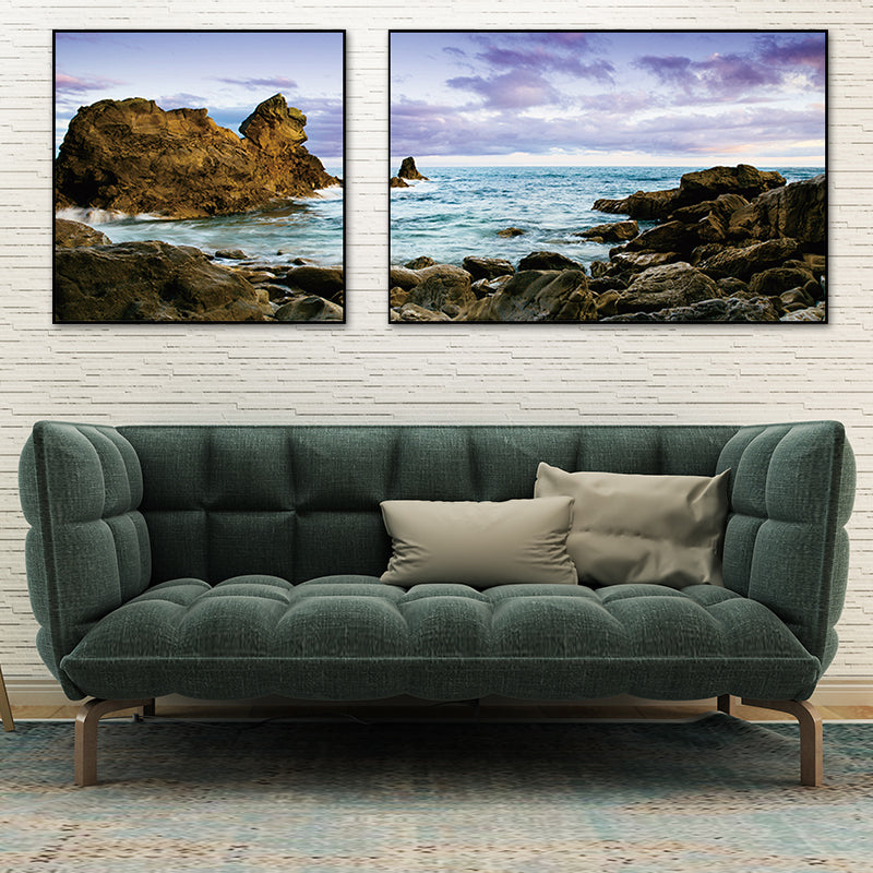 Pastel Seascape Wall Art Decor Nature Scenery Modern Multi-Piece Canvas for Bedroom Clearhalo 'Art Gallery' 'Canvas Art' 'Contemporary Art Gallery' 'Modern' Arts' 1762165