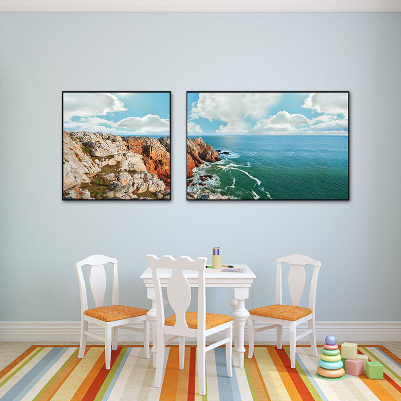 Pastel Seascape Wall Art Decor Nature Scenery Modern Multi-Piece Canvas for Bedroom Clearhalo 'Art Gallery' 'Canvas Art' 'Contemporary Art Gallery' 'Modern' Arts' 1762168