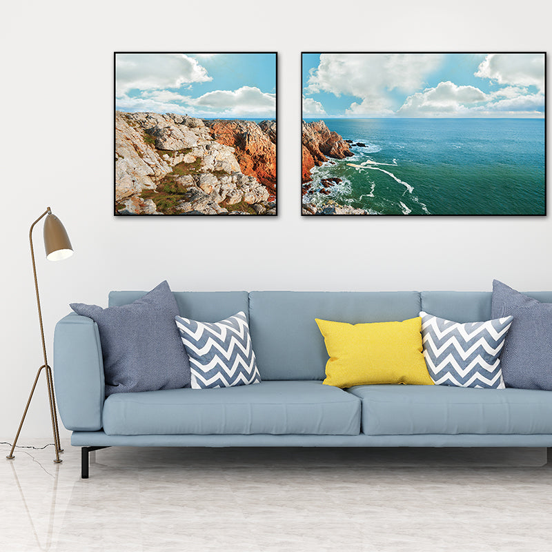Pastel Seascape Wall Art Decor Nature Scenery Modern Multi-Piece Canvas for Bedroom Clearhalo 'Art Gallery' 'Canvas Art' 'Contemporary Art Gallery' 'Modern' Arts' 1762169