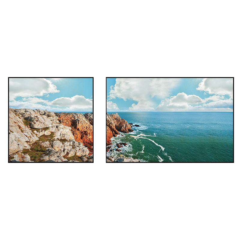 Pastel Seascape Wall Art Decor Nature Scenery Modern Multi-Piece Canvas for Bedroom Clearhalo 'Art Gallery' 'Canvas Art' 'Contemporary Art Gallery' 'Modern' Arts' 1762170