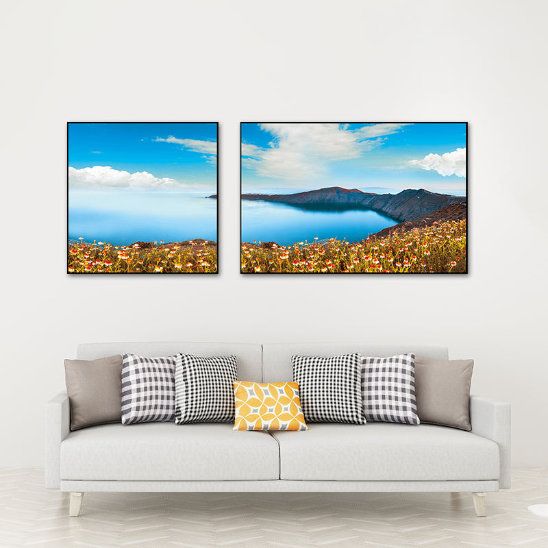 Pastel Seascape Wall Art Decor Nature Scenery Modern Multi-Piece Canvas for Bedroom Clearhalo 'Art Gallery' 'Canvas Art' 'Contemporary Art Gallery' 'Modern' Arts' 1762172