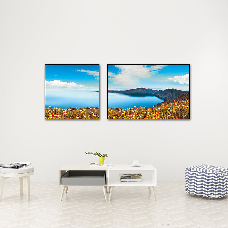 Pastel Seascape Wall Art Decor Nature Scenery Modern Multi-Piece Canvas for Bedroom Clearhalo 'Art Gallery' 'Canvas Art' 'Contemporary Art Gallery' 'Modern' Arts' 1762173