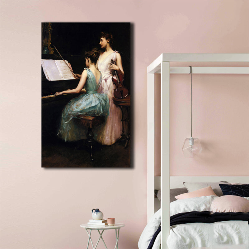 Oil Painting Renaissance Canvas Art Girls and Instruments in White, Multiple Sizes Clearhalo 'Arts' 'Canvas Art' 1762177