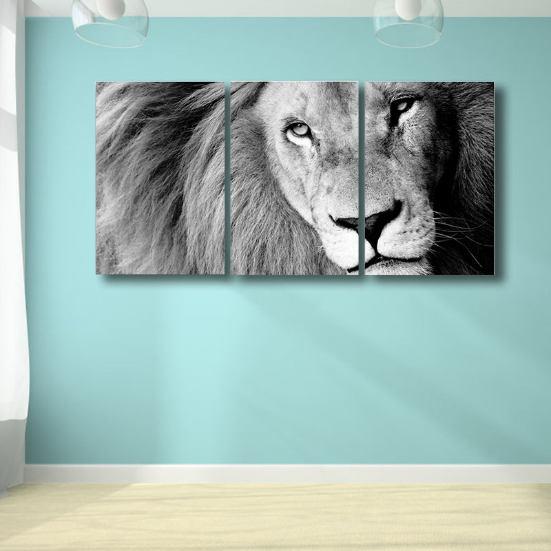 Canvas Pastel Color Painting Vintage Animal Wall Art Print, Multiple Sizes, Set of Three Grey Clearhalo 'Arts' 'Canvas Art' 1762182