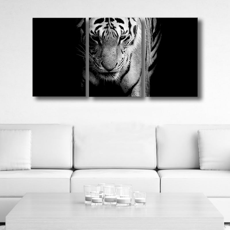 Canvas Pastel Color Painting Vintage Animal Wall Art Print, Multiple Sizes, Set of Three Black Clearhalo 'Arts' 'Canvas Art' 1762189