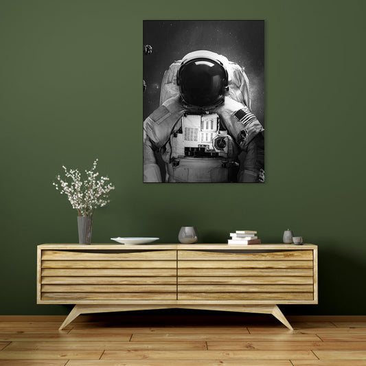 Modern Style Spaceman Canvas Boys Bedroom Wall Art Decor in Black, Multiple Sizes Black Clearhalo 'Art Gallery' 'Canvas Art' 'Contemporary Art Gallery' 'Modern' Arts' 1762211