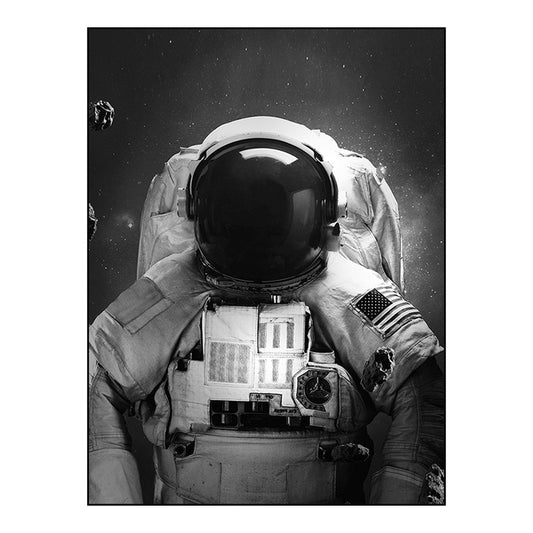 Modern Style Spaceman Canvas Boys Bedroom Wall Art Decor in Black, Multiple Sizes Clearhalo 'Art Gallery' 'Canvas Art' 'Contemporary Art Gallery' 'Modern' Arts' 1762214