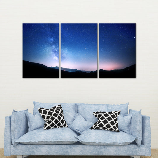 Magical Starry Night Sky Painting Light Color Modern Style Wall Decor for Dining Room Clearhalo 'Art Gallery' 'Canvas Art' 'Contemporary Art Gallery' 'Modern' Arts' 1762219
