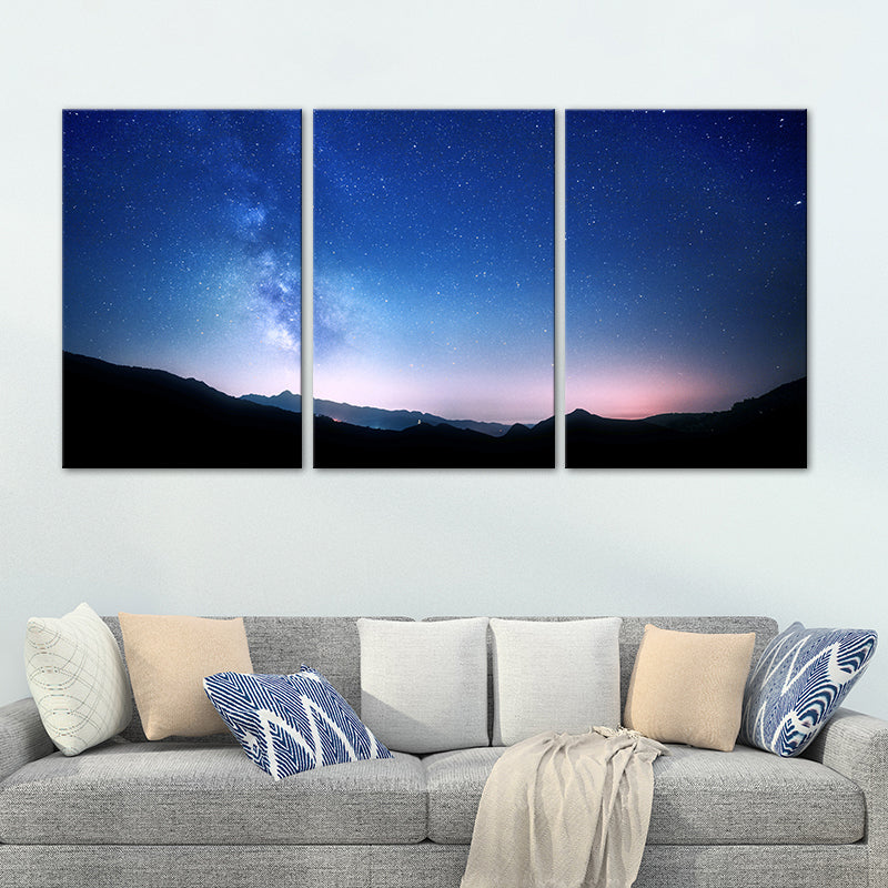 Magical Starry Night Sky Painting Light Color Modern Style Wall Decor for Dining Room Clearhalo 'Art Gallery' 'Canvas Art' 'Contemporary Art Gallery' 'Modern' Arts' 1762220