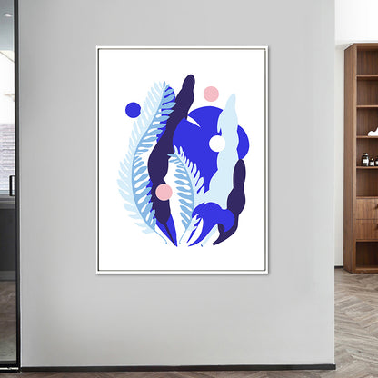 Nordic Illustration Plant Leaf Canvas Blue Textured Wall Art Print for Living Room Blue Clearhalo 'Arts' 'Canvas Art' 1762236