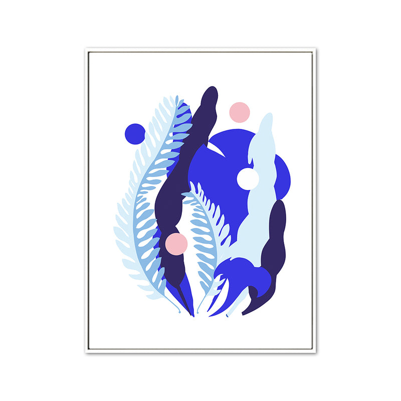 Nordic Illustration Plant Leaf Canvas Blue Textured Wall Art Print for Living Room Clearhalo 'Arts' 'Canvas Art' 1762239