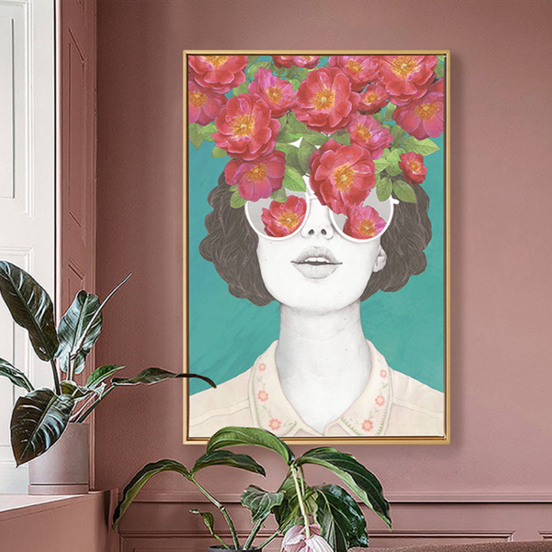 Textured Mixed Media Woman Canvas Nordic Wall Art Decor for Girls Bedroom, Optional Sizes Red Clearhalo 'Arts' 'Canvas Art' 1762245