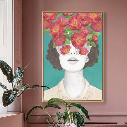 Textured Mixed Media Woman Canvas Nordic Wall Art Decor for Girls Bedroom, Optional Sizes Red Clearhalo 'Arts' 'Canvas Art' 1762245